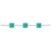 Asfour Crystal Tennis Bracelet With Turquoise Pear & Emerald Zircon In 925 Sterling Silver